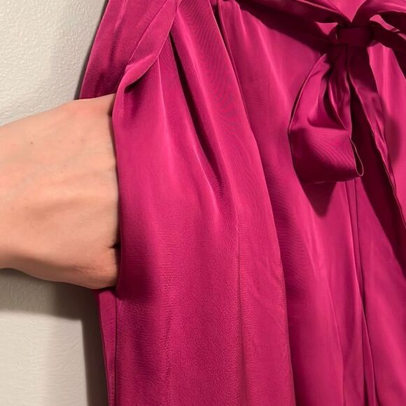 Women's Pink Elastic Waist Belted Pleated Wide Leg Pants NWT - Picture 3 of 9